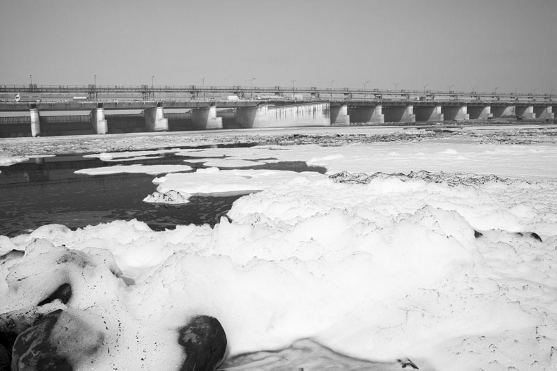 Polluted Yamuna River due to discharge of untreated industrial wastewater and domestic sewage in National Capital Territory of Delhi